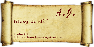 Alexy Jenő névjegykártya