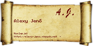 Alexy Jenő névjegykártya
